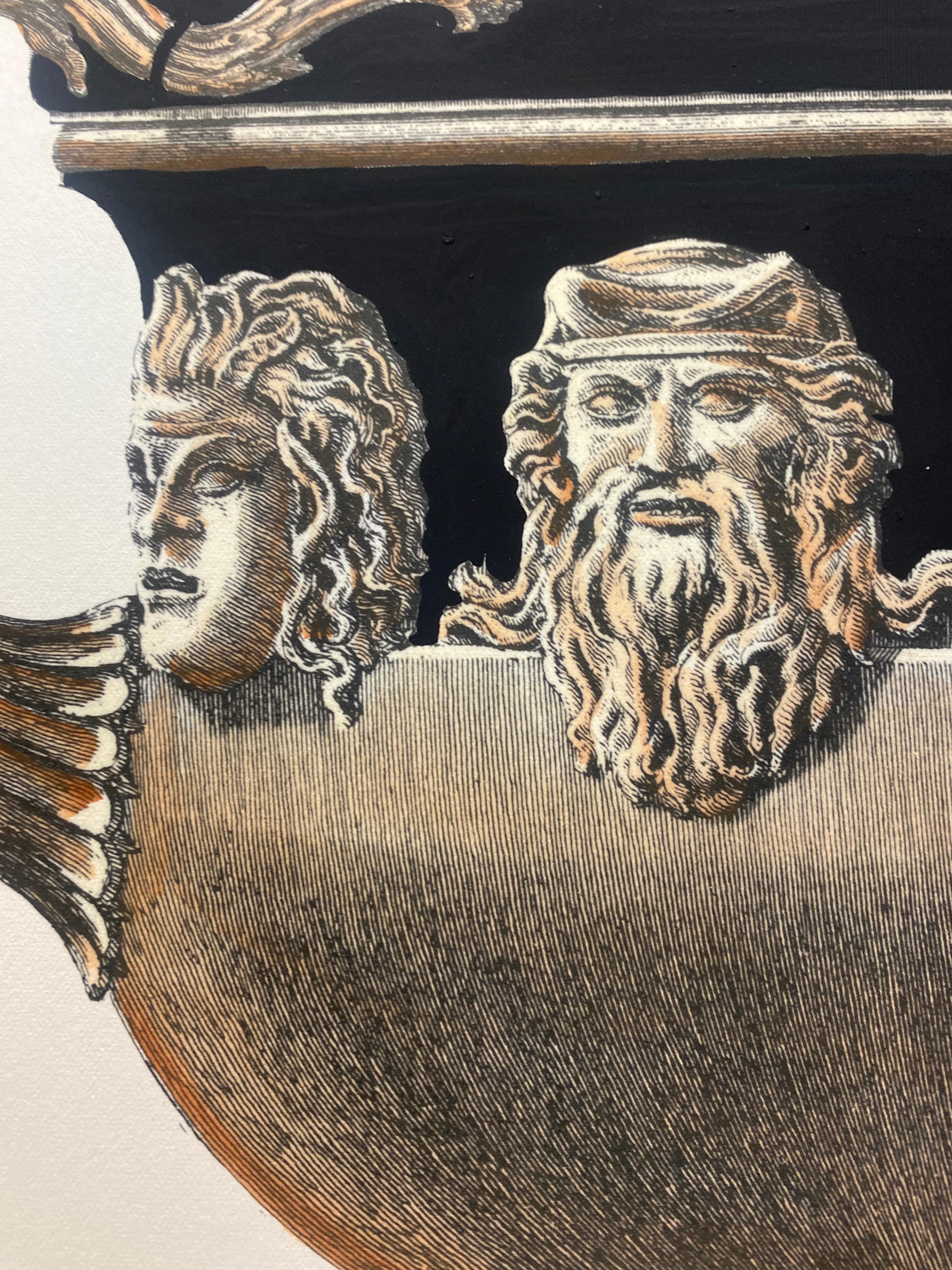 XXI secolo e contemporaneo Stampa contemporanea di un vaso colorato a mano in Villa Lante G.B Piranesi 2 di 2 in vendita