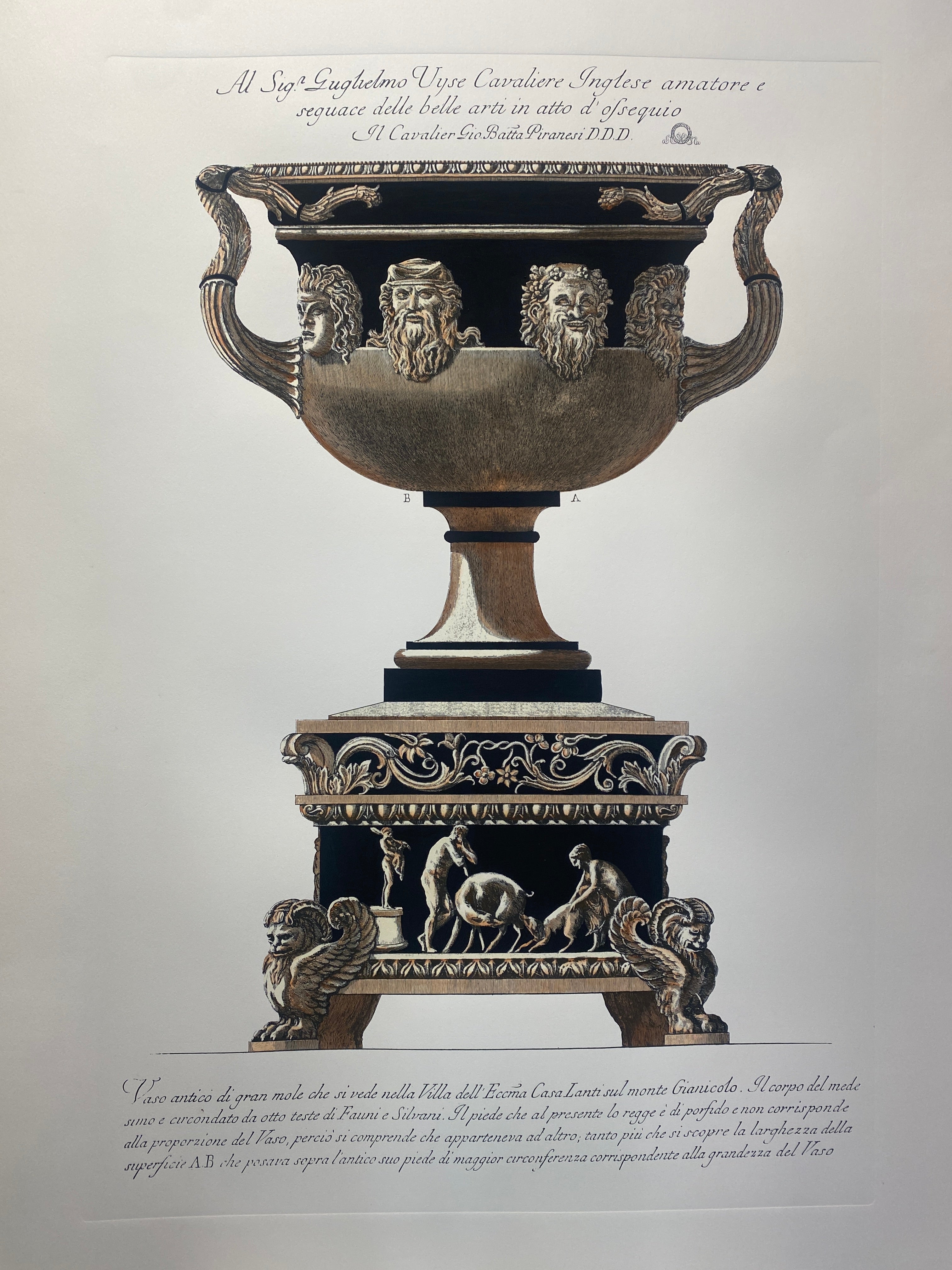 Stampa contemporanea di un vaso colorato a mano in Villa Lante G.B Piranesi 2 di 2 in vendita