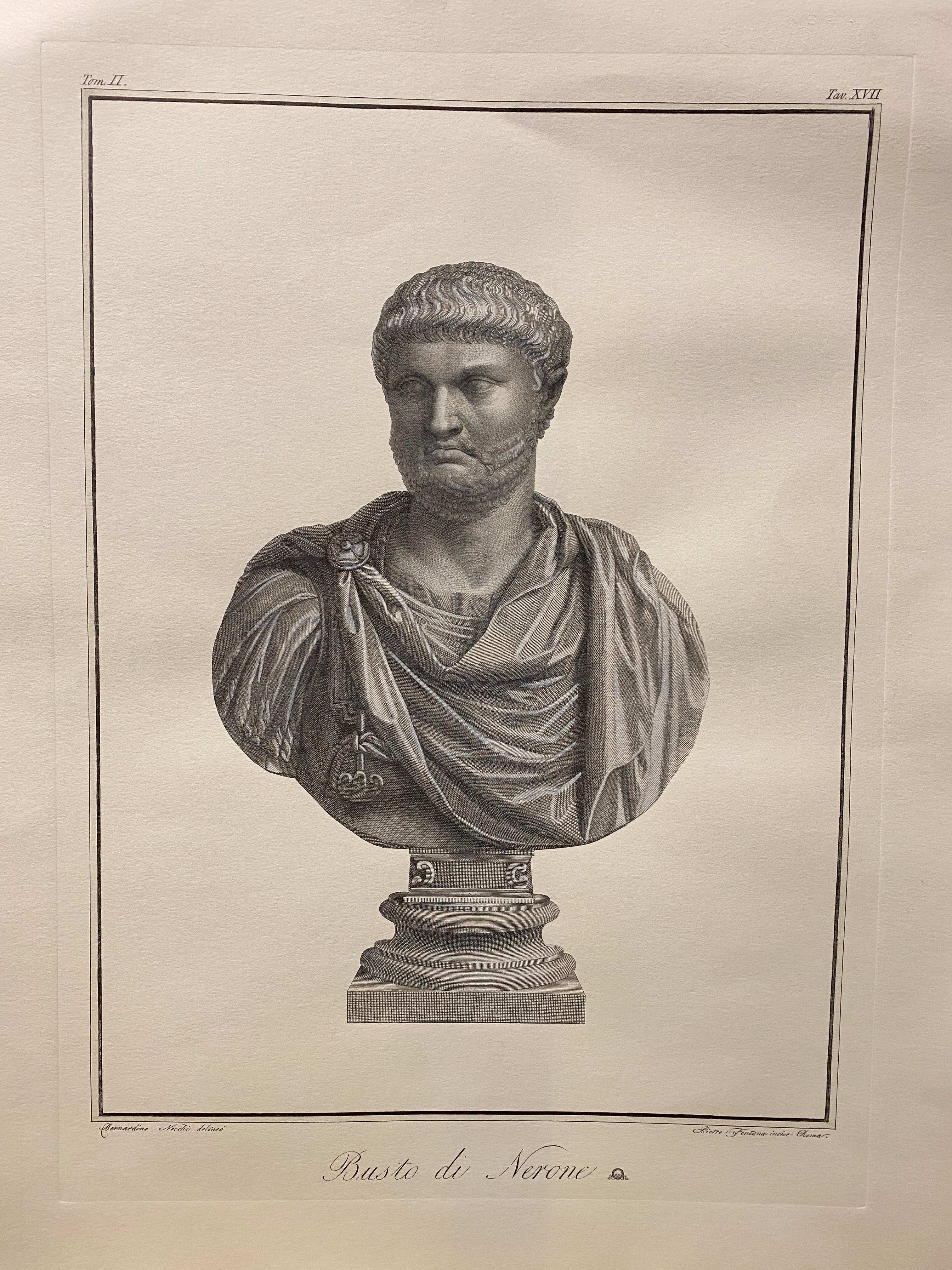 Hand-Crafted Contemporary Italian Hand Printed Antique Roman Emperor Bust 