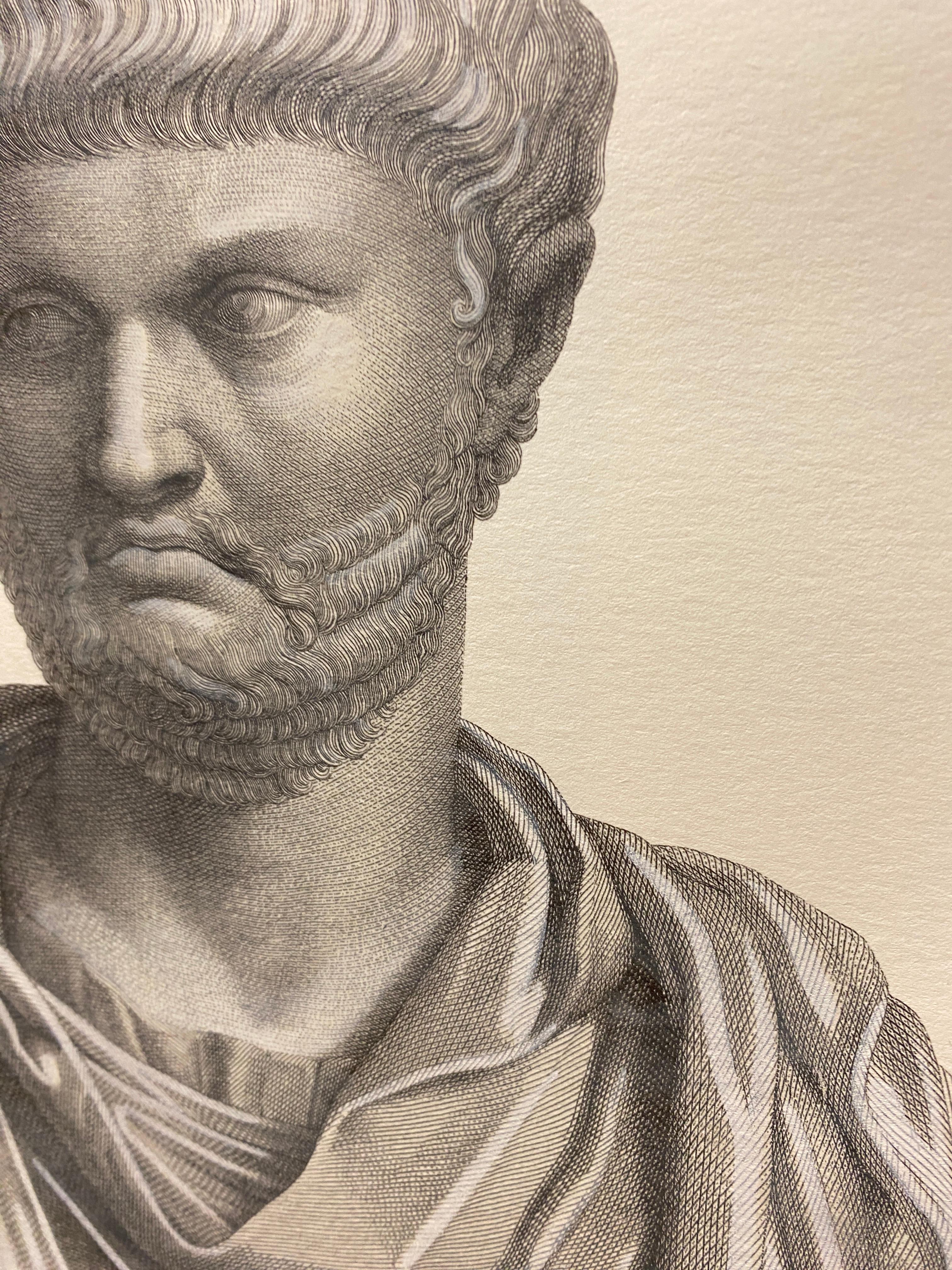 Paper Contemporary Italian Hand Printed Antique Roman Emperor Bust 