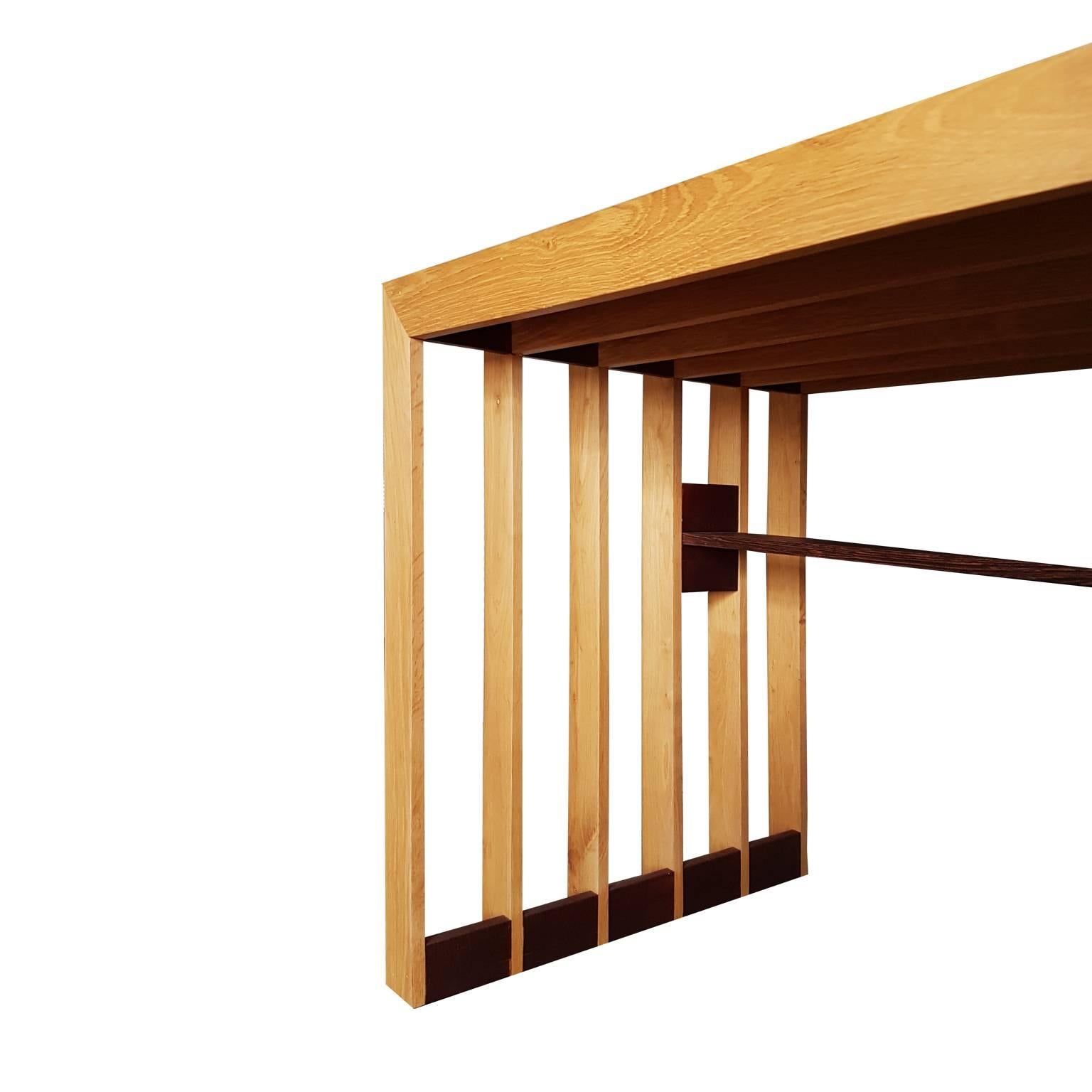 Padouk Italian Artisan Desk in Durmstand, Paduca and Wengè Wood, 21st Century For Sale