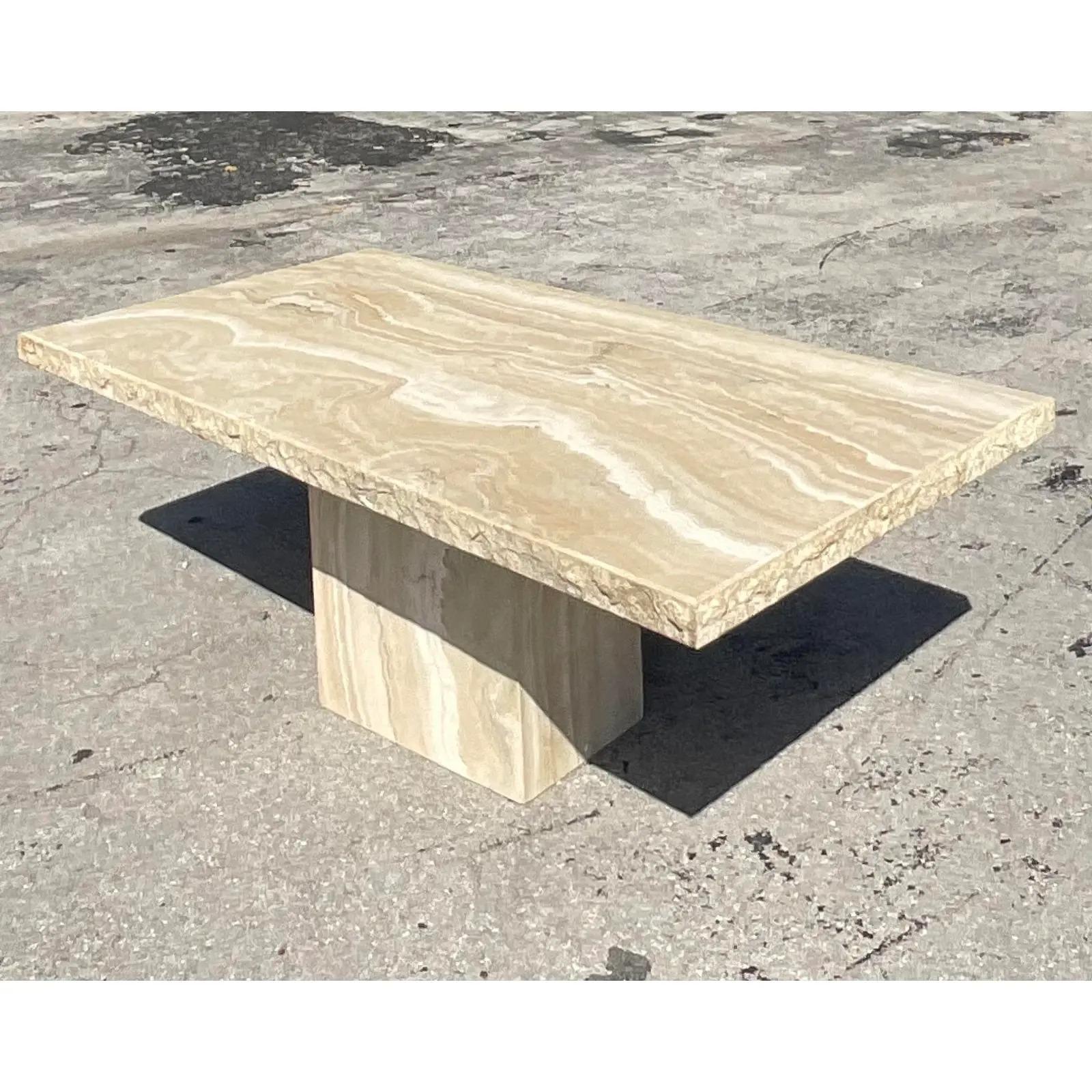Contemporary Italian Jagged Edge Stone International Dining Table In Good Condition In west palm beach, FL