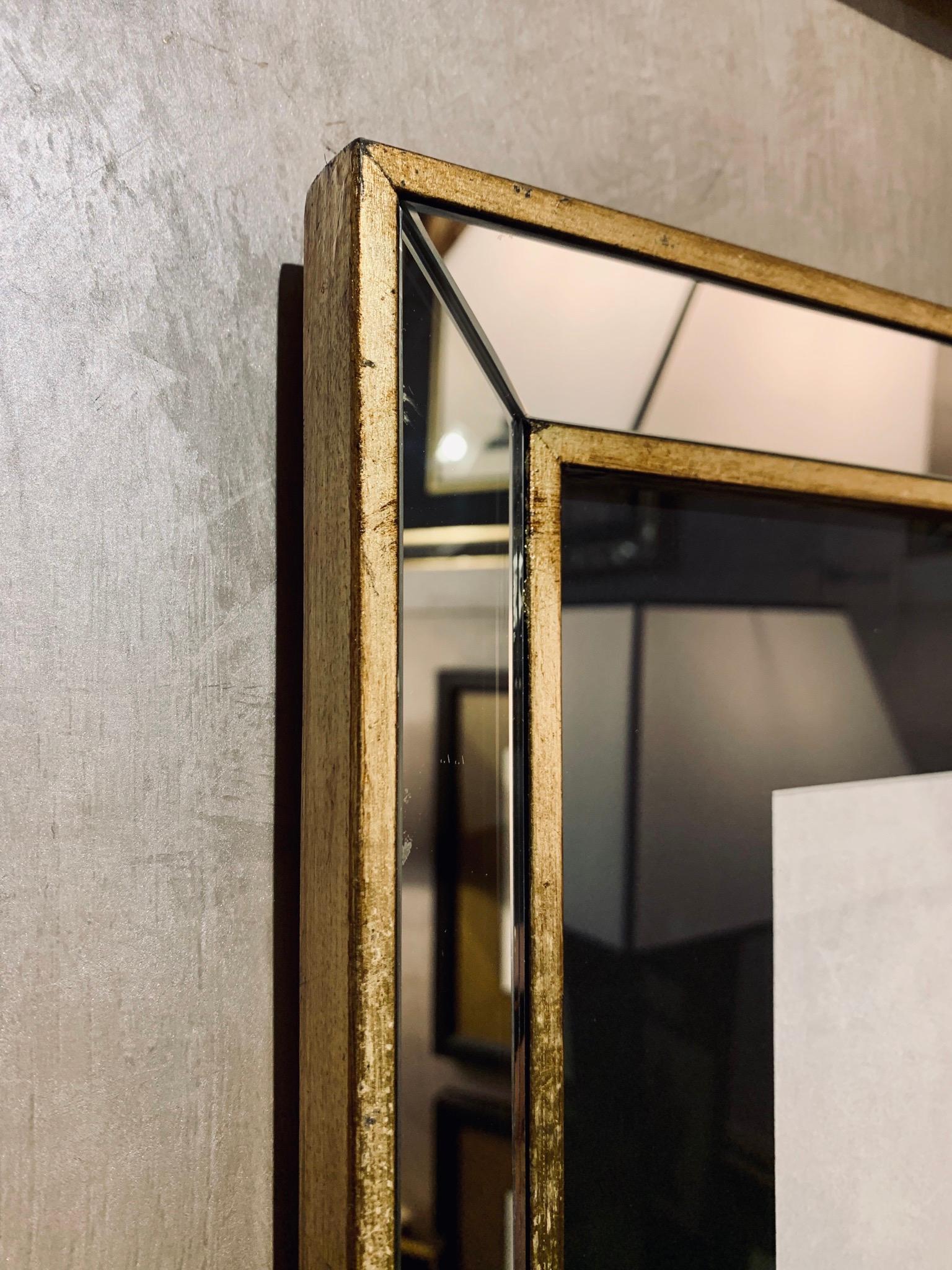 Hand-Painted Contemporary Italian Golden Leaf, Gilded Wood Frame with Mirror '4 of 4' For Sale