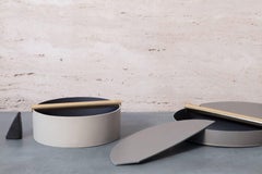Contemporary Italian Leather & Swedish Brass Modern Minimalist Centerpiece Tray