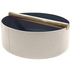 Contemporary Italian Leather & Swedish Brass Modern Minimalist Centerpiece Tray