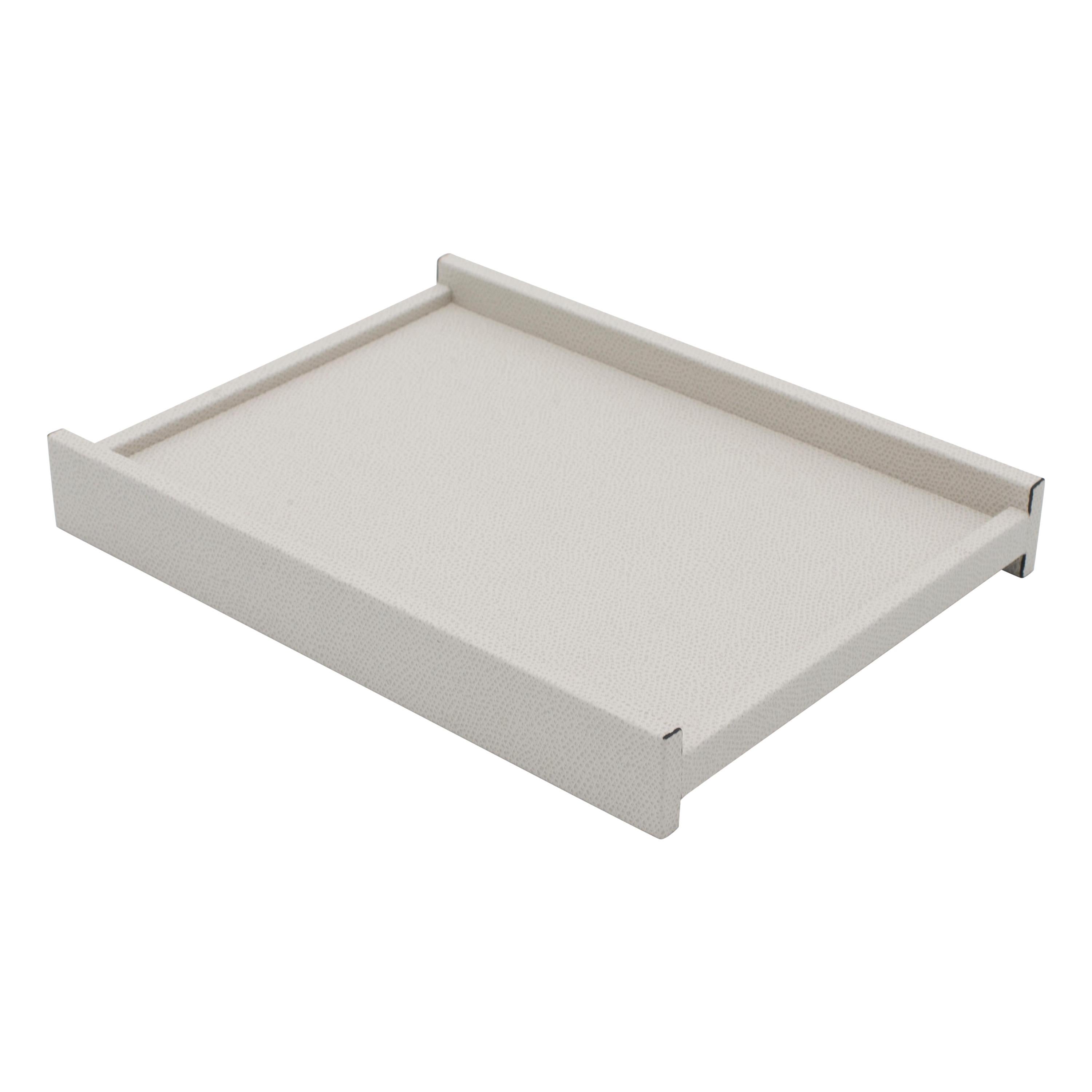 Contemporary Italian Light Gray Leather Valet Tray