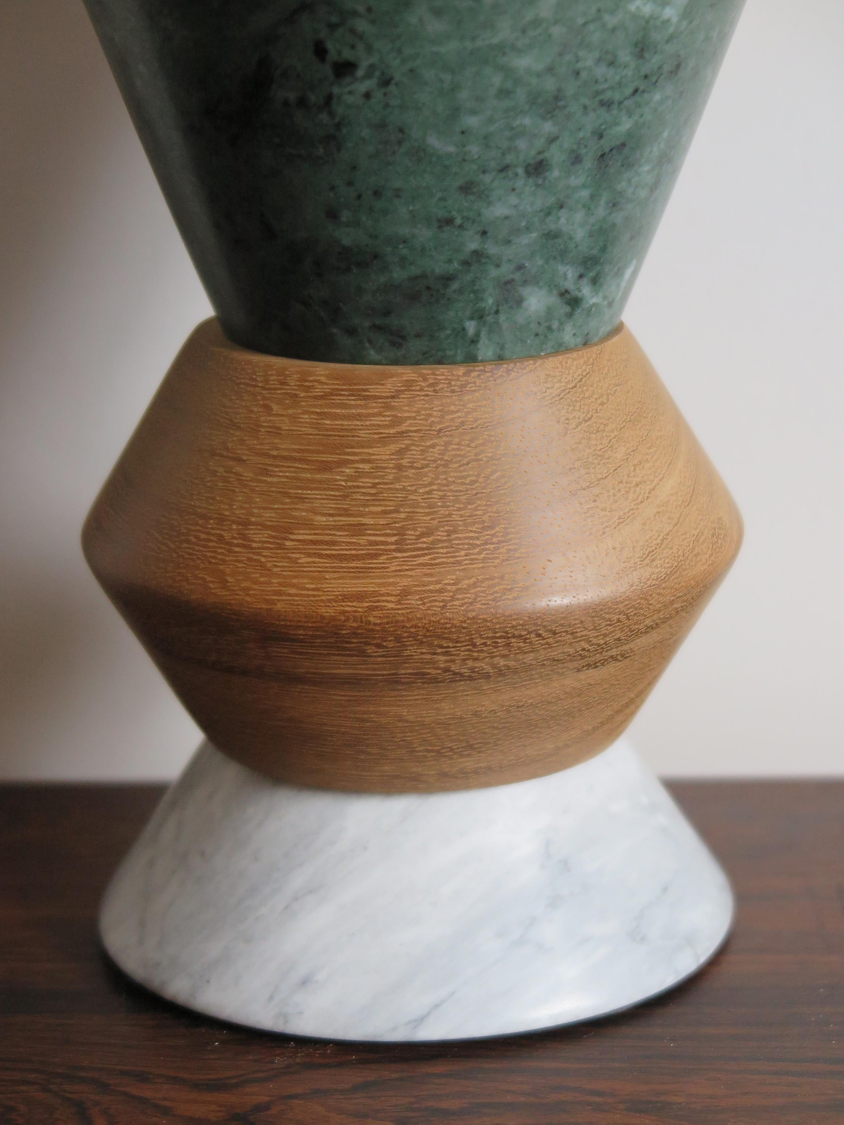 Contemporary Italian Marble and Wood Sculpture, Flower Vase 