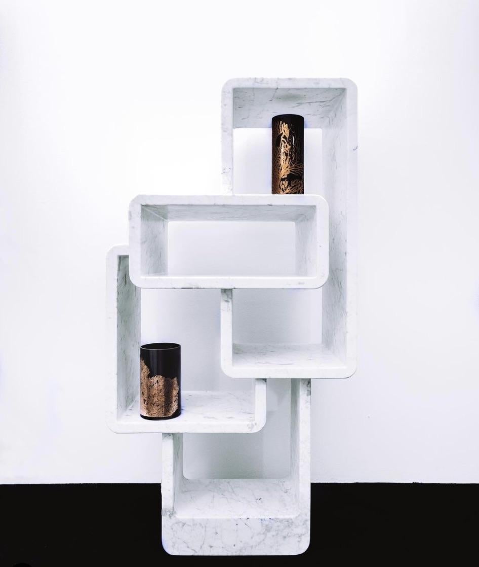 Arik Levy designed this piece for the collection of Mineral Structures for our partners in Italy. 
This bookcase is extracted from a single stone and limited to an edition of 12, available in 3 different designs and can be installed vertically or