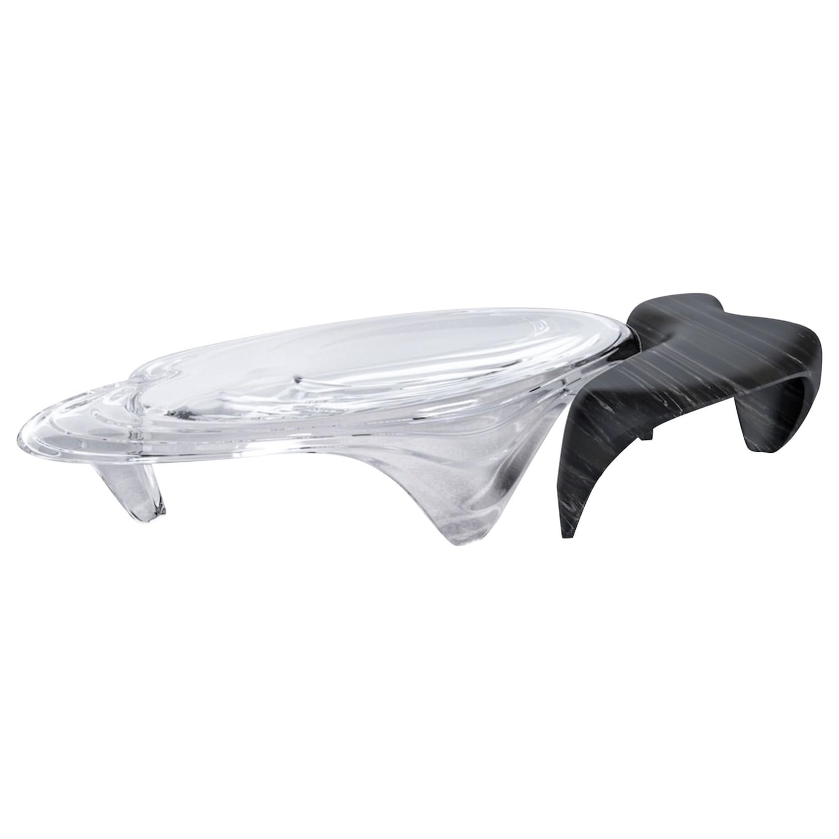 Contemporary Italian Marble Center Table with Polished Plexiglass by Zaha Hadid For Sale