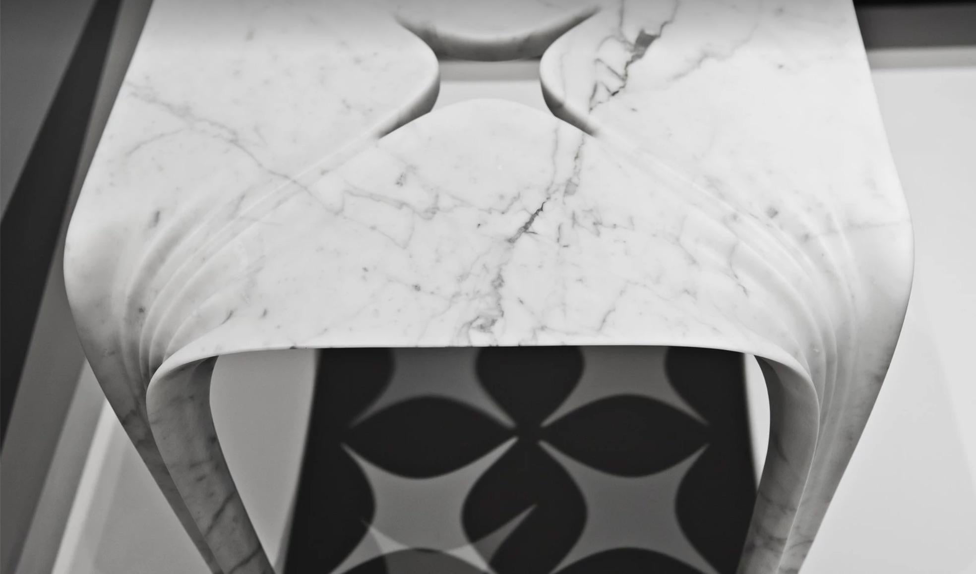 European Contemporary Italian Marble Side Table Designed by Zaha Hadid For Sale