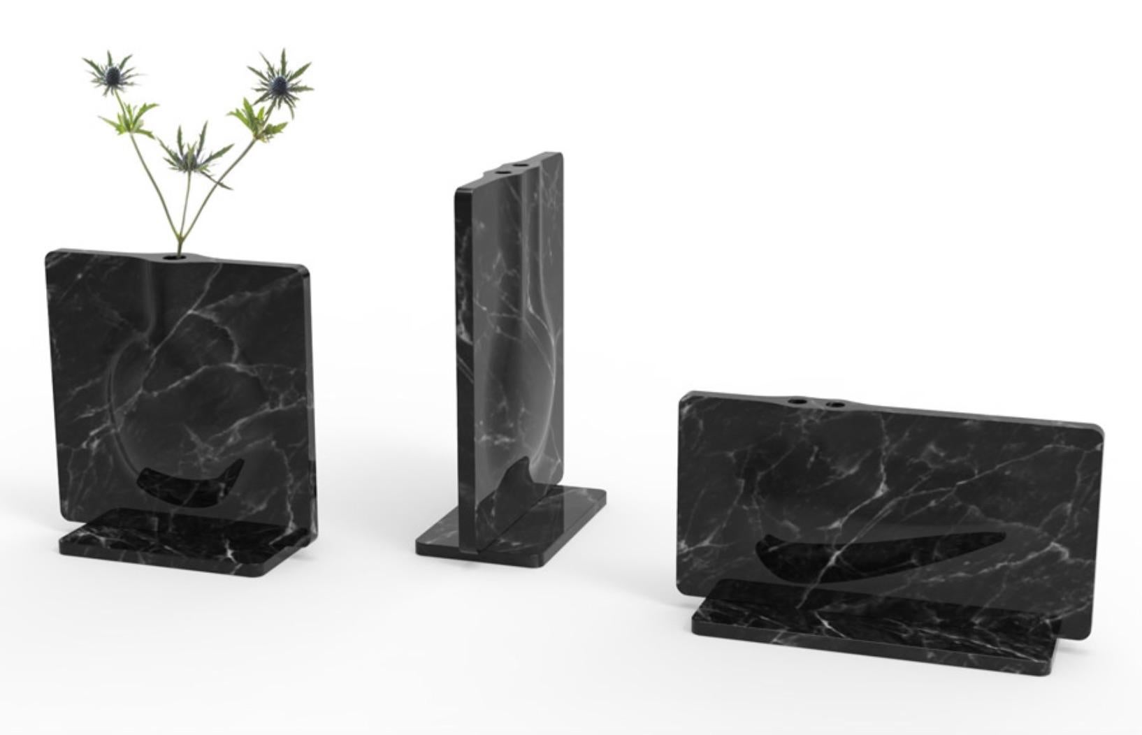 Contemporary Italian Vase designed by Arik Levy in Black Nero Marquina Marble  In New Condition For Sale In Fairfield, CT
