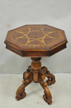 Contemporary Italian Mediterranean Style Marquetry Inlay Pedestal Side Table