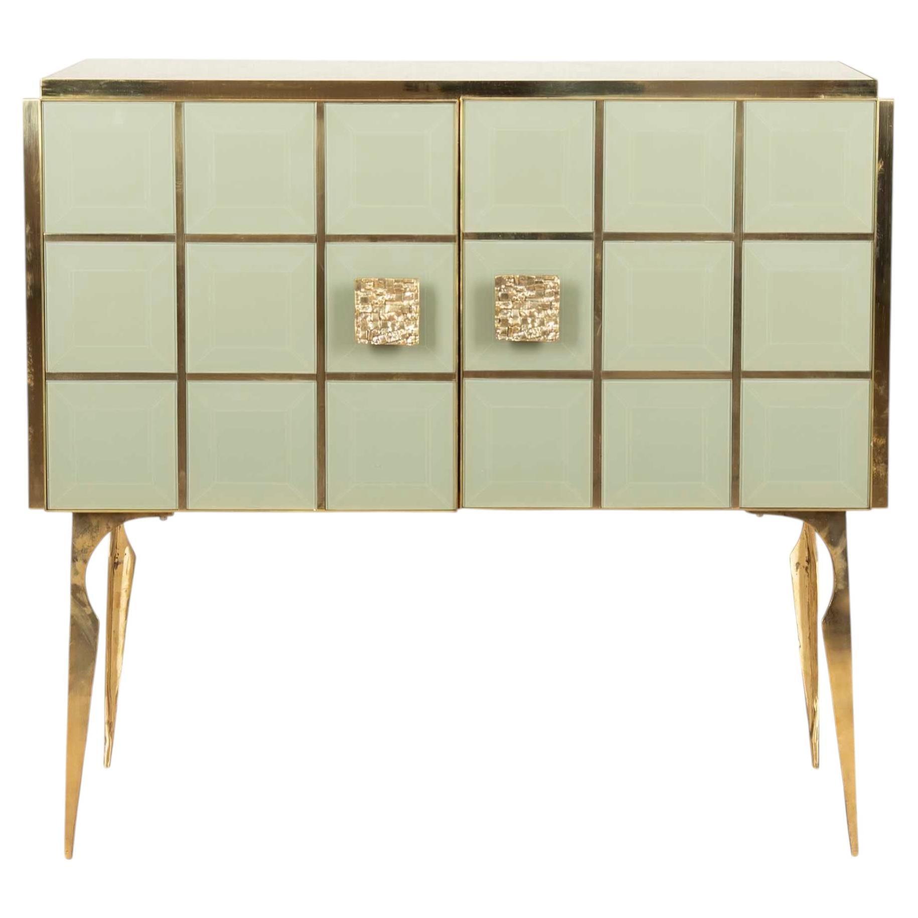 Contemporary Italian Mid-Century Style Glass Sideboard