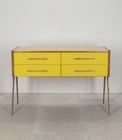 Contemporary Italian Mid-Century Style Yellow Glass Commode