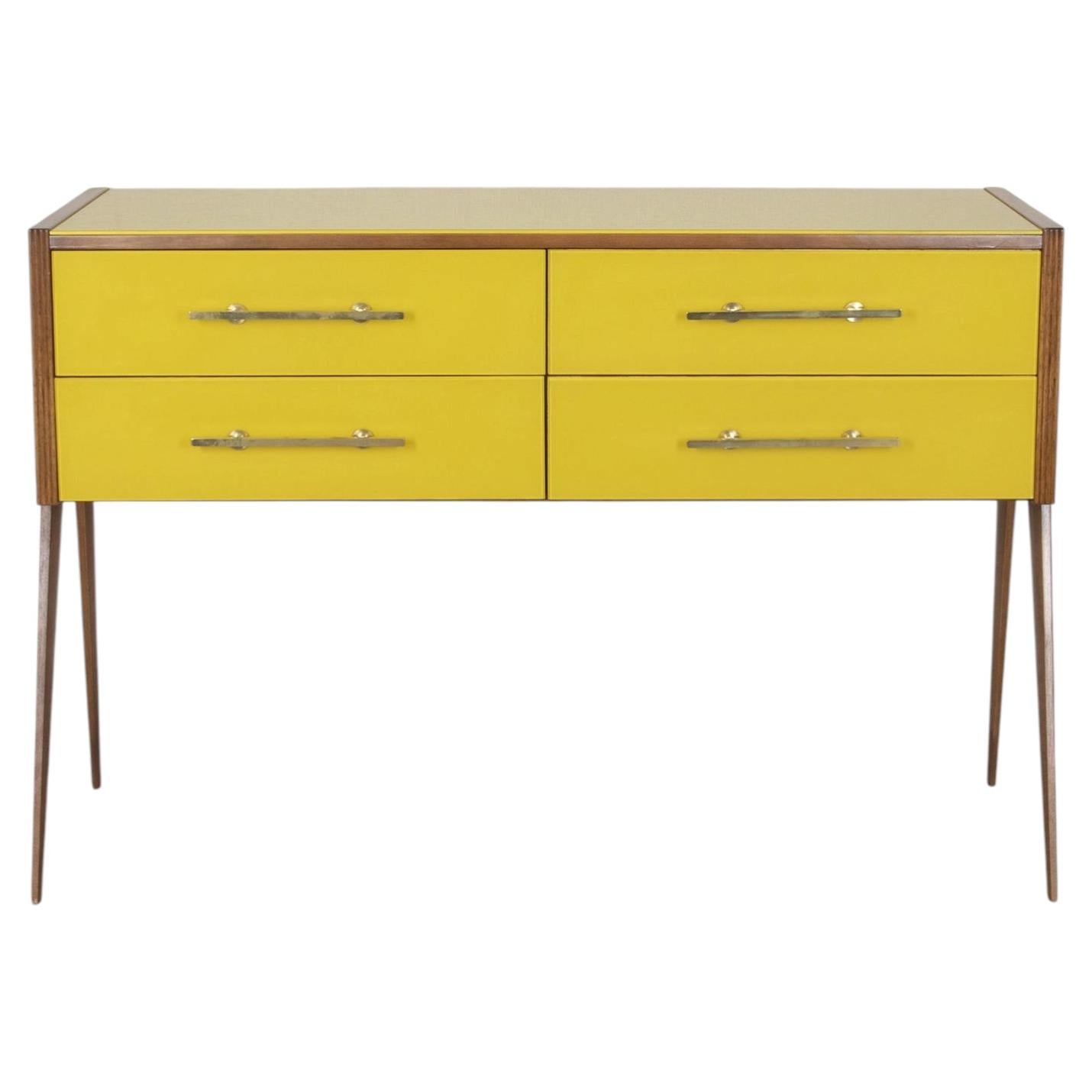 Contemporary Italian Mid-Century Style Yellow Glass Commode For Sale