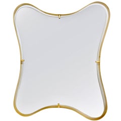 Modern Italian Minimalist Brass Mirror with Organic Asymmetric Curved Frame