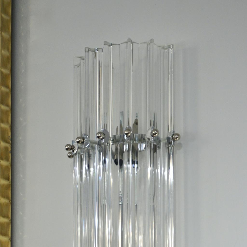 Contemporary Italian Minimalist Nickel and Crystal Murano Glass Wall Light  For Sale 1