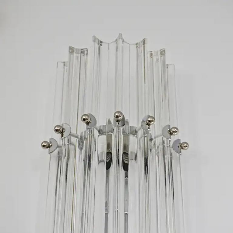 Contemporary Italian Minimalist Nickel and Crystal Murano Glass Wall Light  For Sale 3