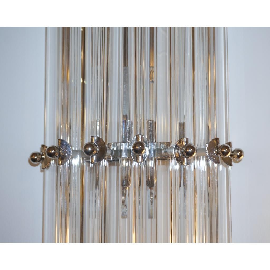 Contemporary Italian Minimalist Nickel and Crystal Murano Glass Wall Light  For Sale 4