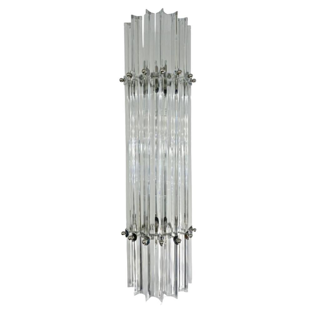 Contemporary Italian Minimalist Nickel and Crystal Murano Glass Wall Light  For Sale