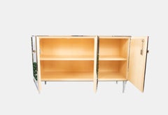 Contemporary Italian Mirrored Sideboard with Green Murano Glass Inserts