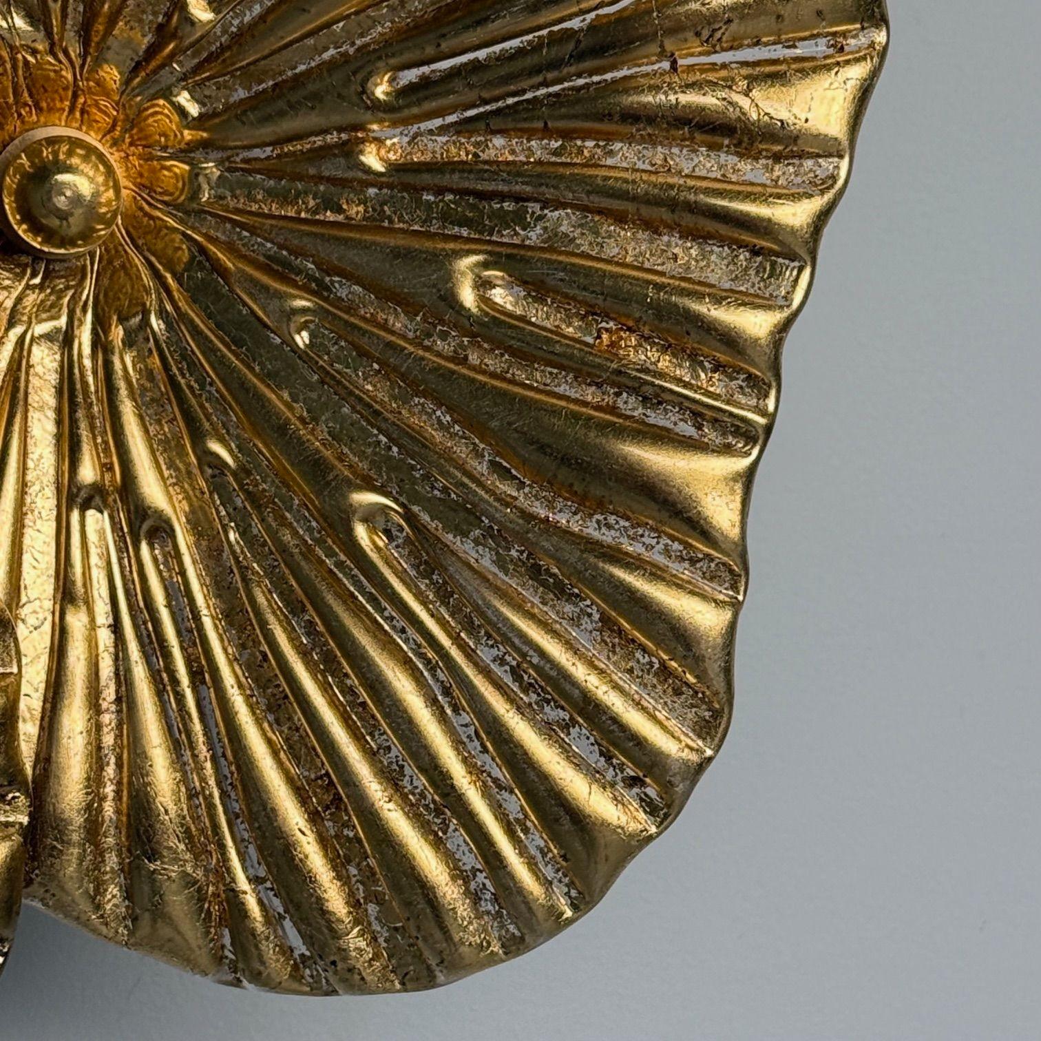 Contemporary, Italian Modern, Flower Sconces, Murano Glass, Gold Leaf, Brass For Sale 6