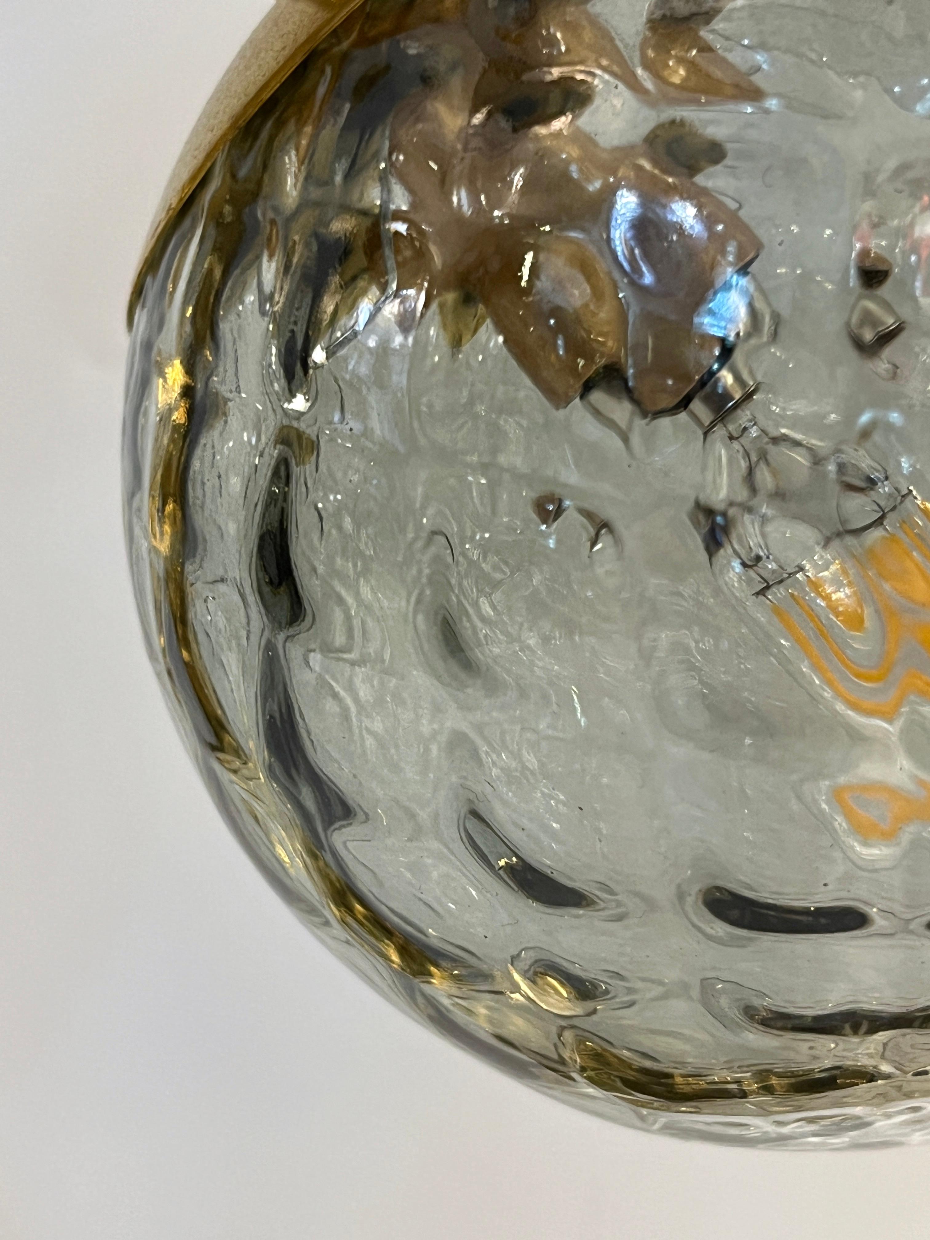 Contemporary Italian Monumental Pair of Brass & Smoked Murano Glass Table Lamps im Angebot 7