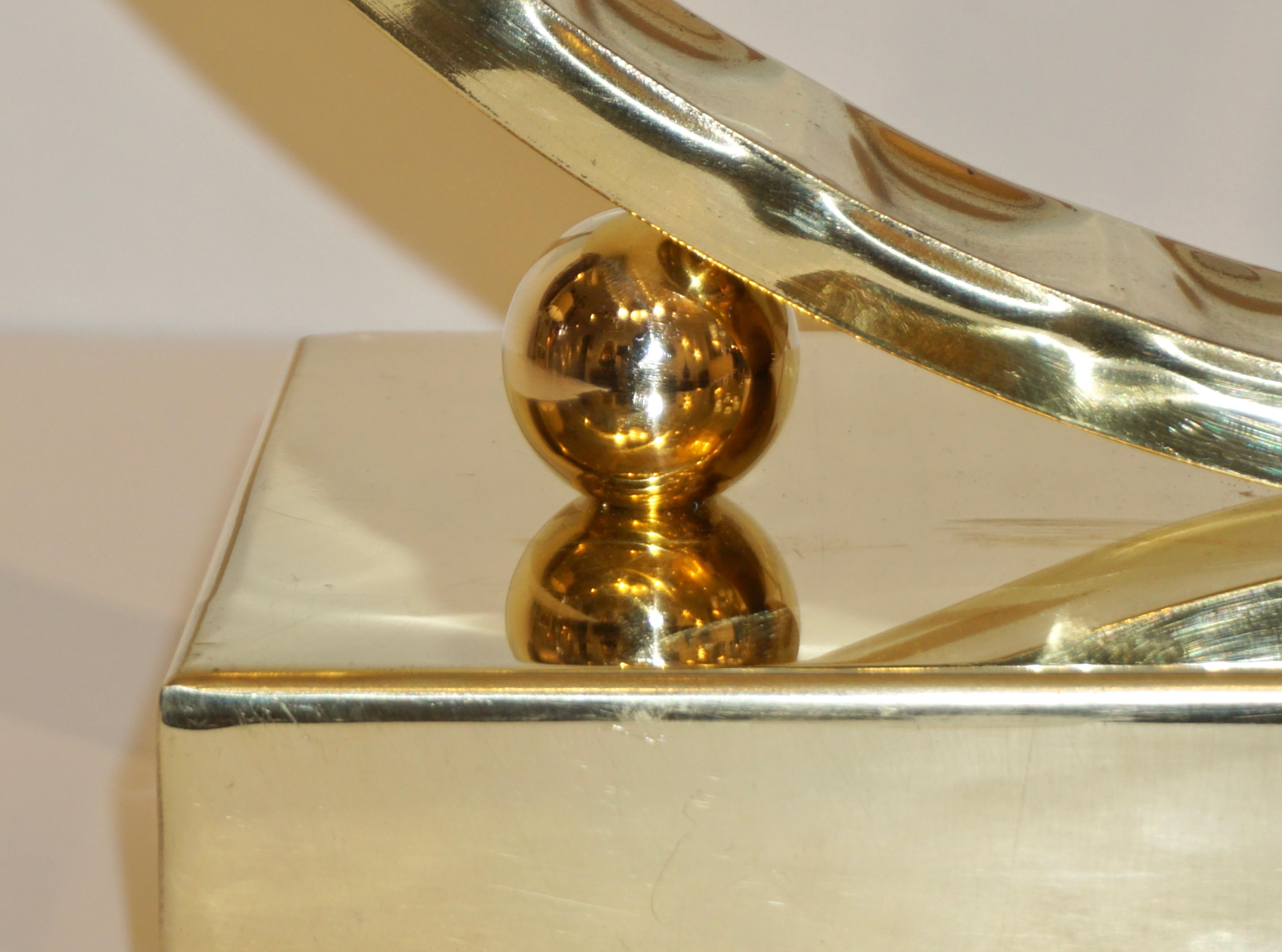Contemporary Italian Monumental Pair of Brass & Smoked Murano Glass Table Lamps 13