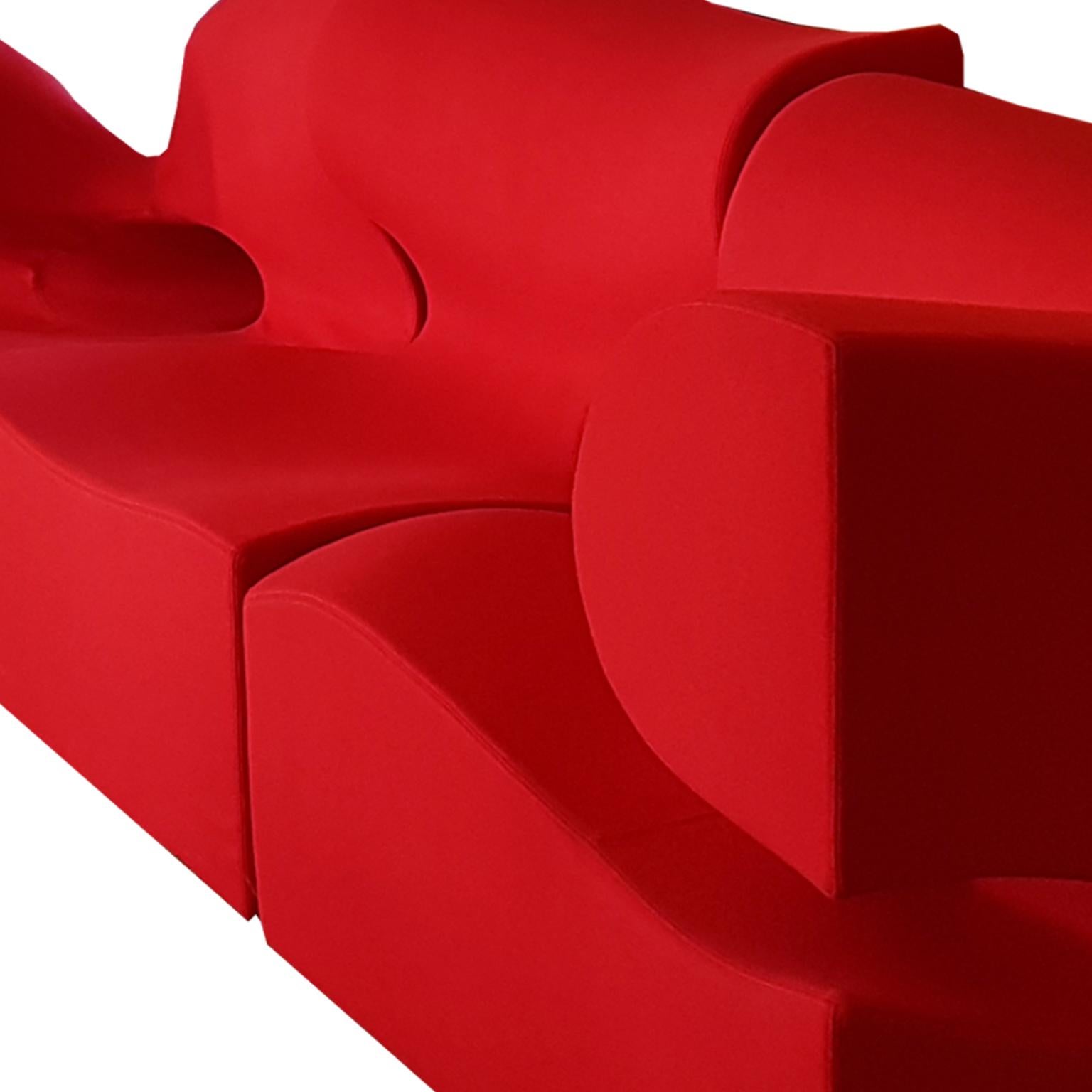 Contemporary Italian Moroso Modular Sofa with Red Wool Upholstery by Ron Arad For Sale 9
