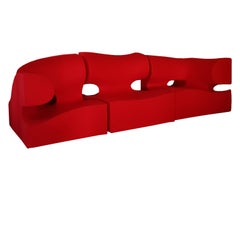 Contemporary Italian Moroso Modular Sofa with Red Wool Upholstery by Ron Arad