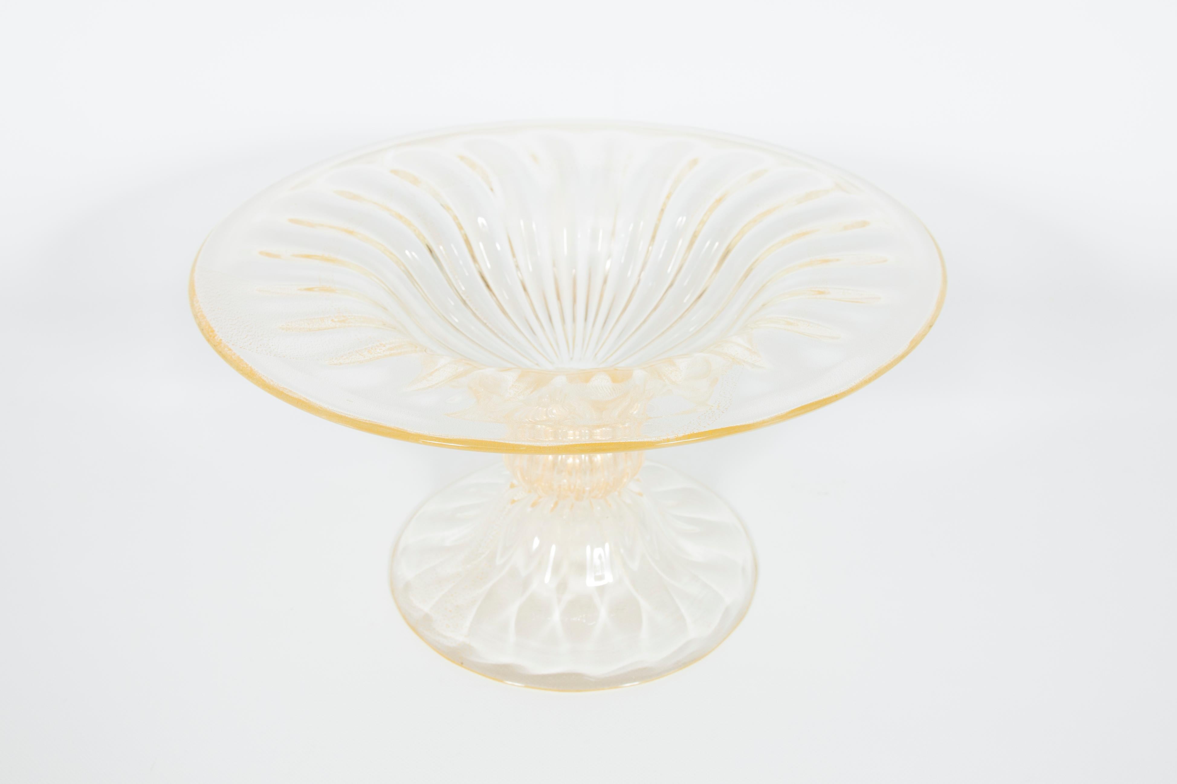 Modern Contemporary Italian Murano Glass Decorative Bowl with 24kt Gold, Alberto Donà For Sale