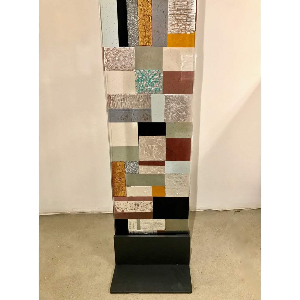 Zeitgenössische bunte Mosaik-Paneel-Skulptur aus italienischem Muranoglas, Silber und Gold (Handgefertigt) im Angebot
