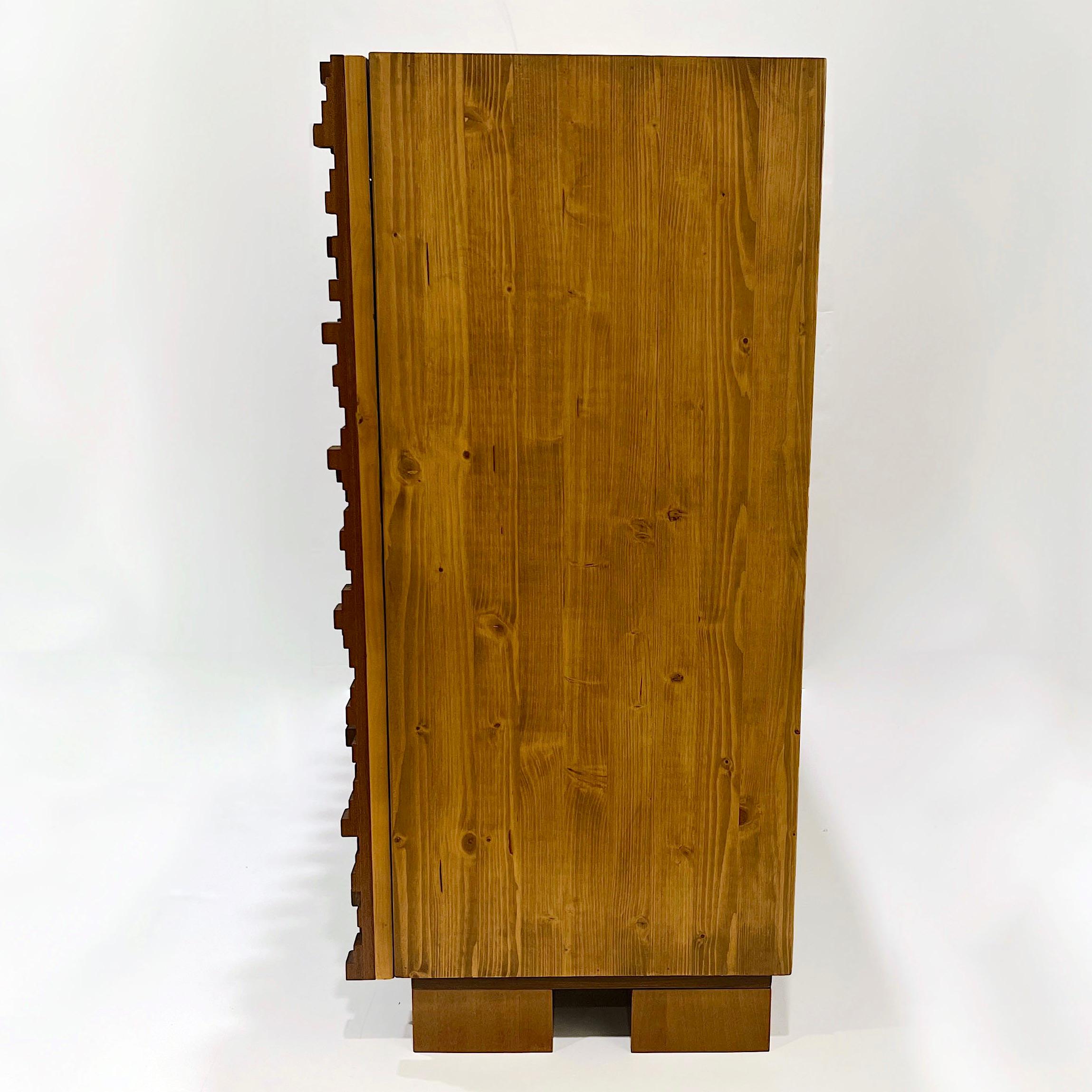 Organic Modern Contemporary Italian Natural Wood 2-Door Modern Carved Beech Cabinet/Sideboard For Sale