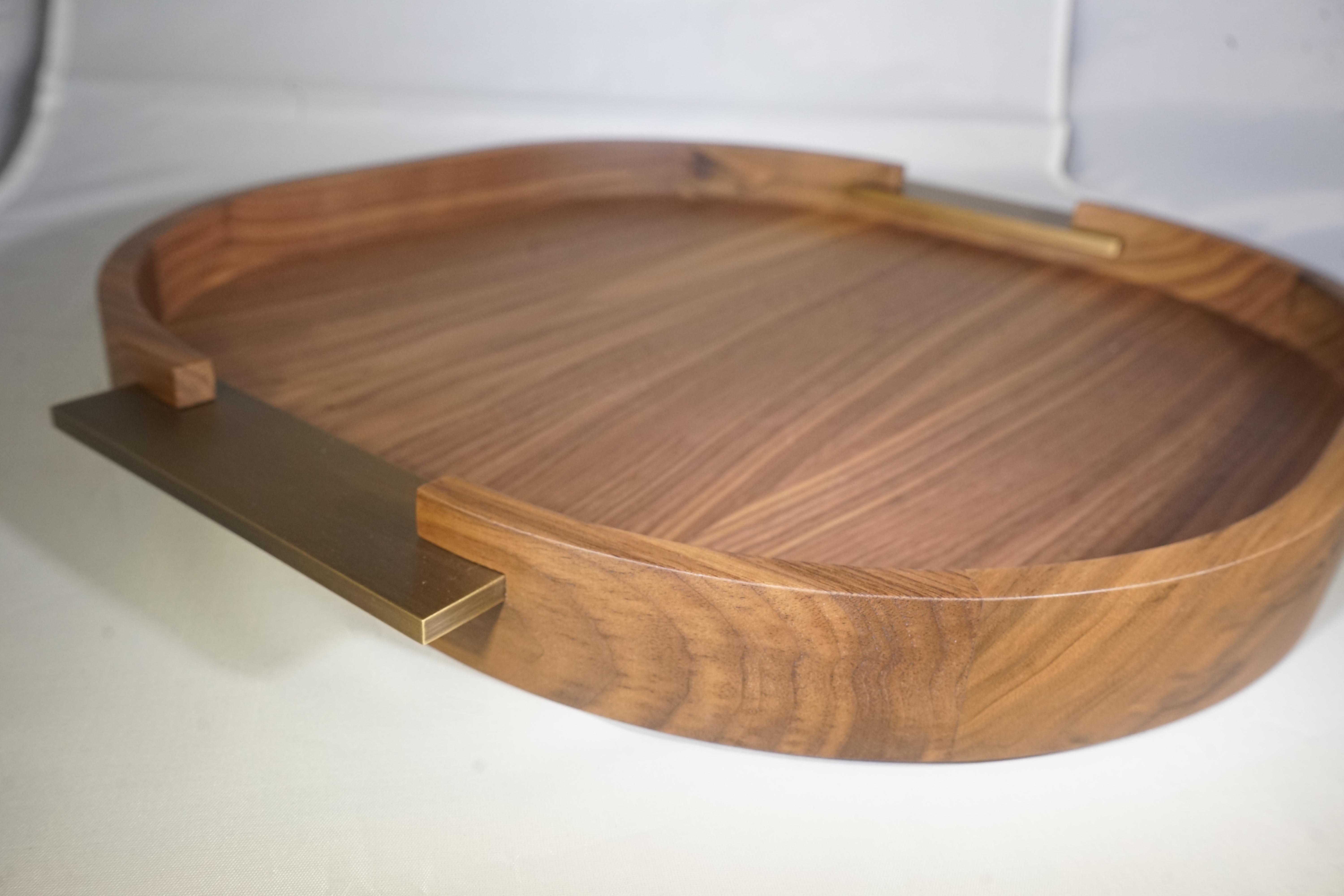 round wooden tray with handles