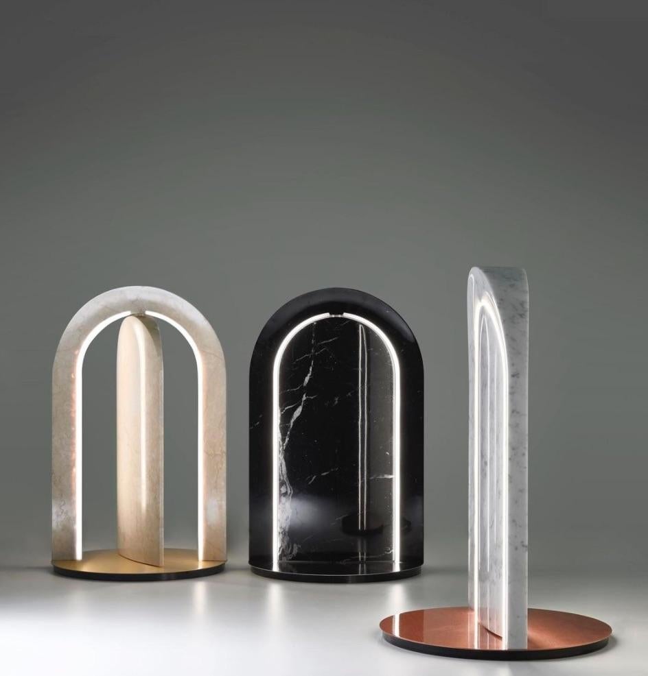 Polished Contemporary Italian Nero Marble Table Light Designed by Fabrizio Bendazzoli  For Sale