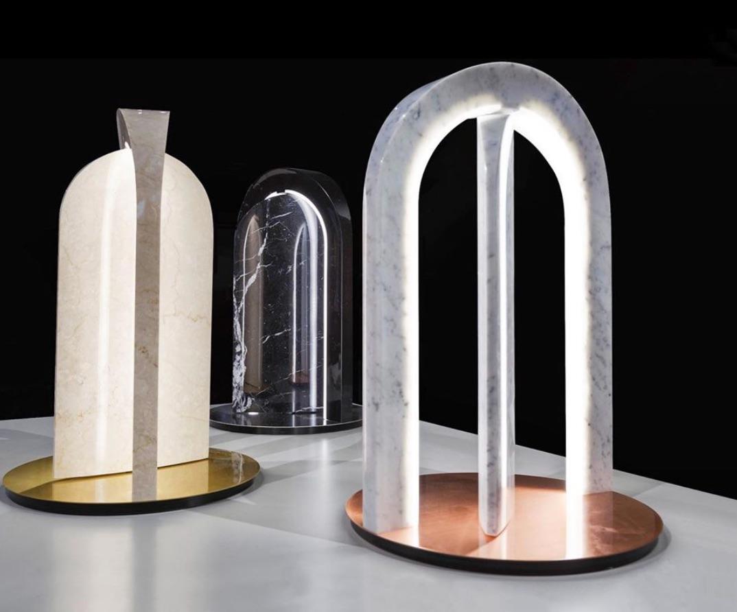 Contemporary Italian Nero Marble Table Light Designed by Fabrizio Bendazzoli  In New Condition For Sale In Fairfield, CT