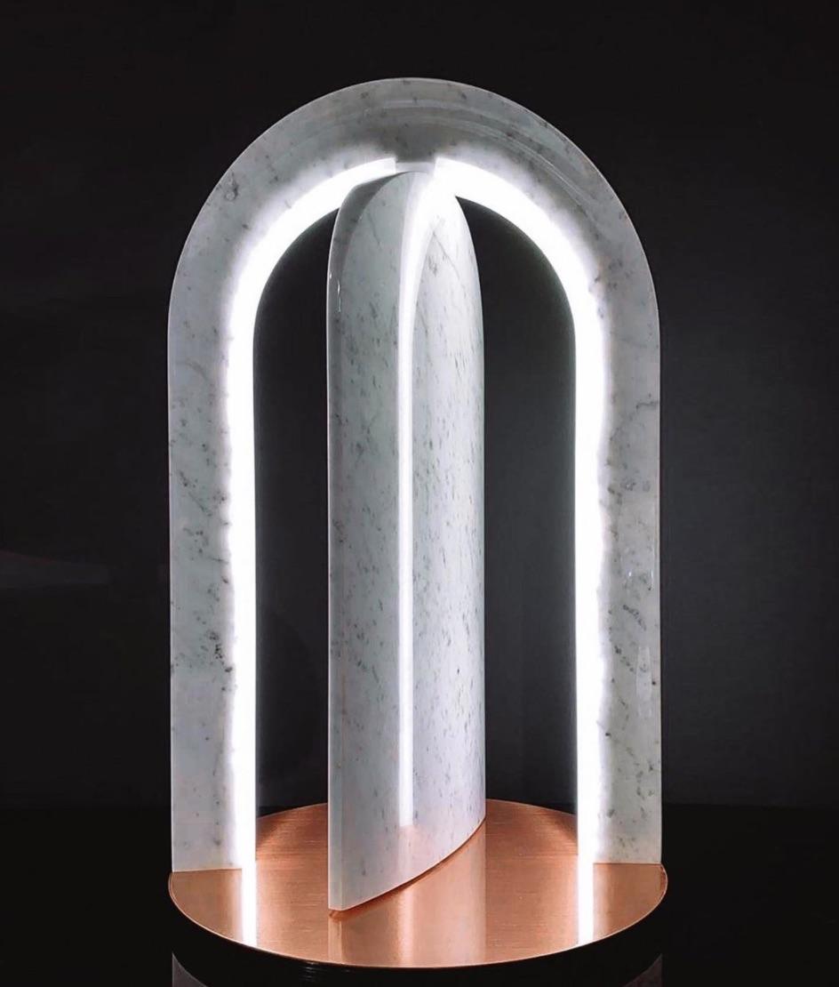 Contemporary Italian Nero Marble Table Light Designed by Fabrizio Bendazzoli  For Sale 1