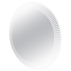 Contemporary Italian Organic Modern Round Lit Mirror with White Sunburst Decor