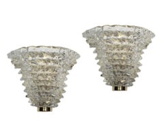 Contemporary Italian Pair of Murano Glass Rostrato Sconces