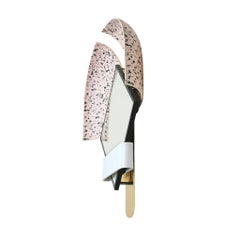 Contemporary Italian Pink "Bonnet" Mirror in Gold Metal by Elena Salmistraro