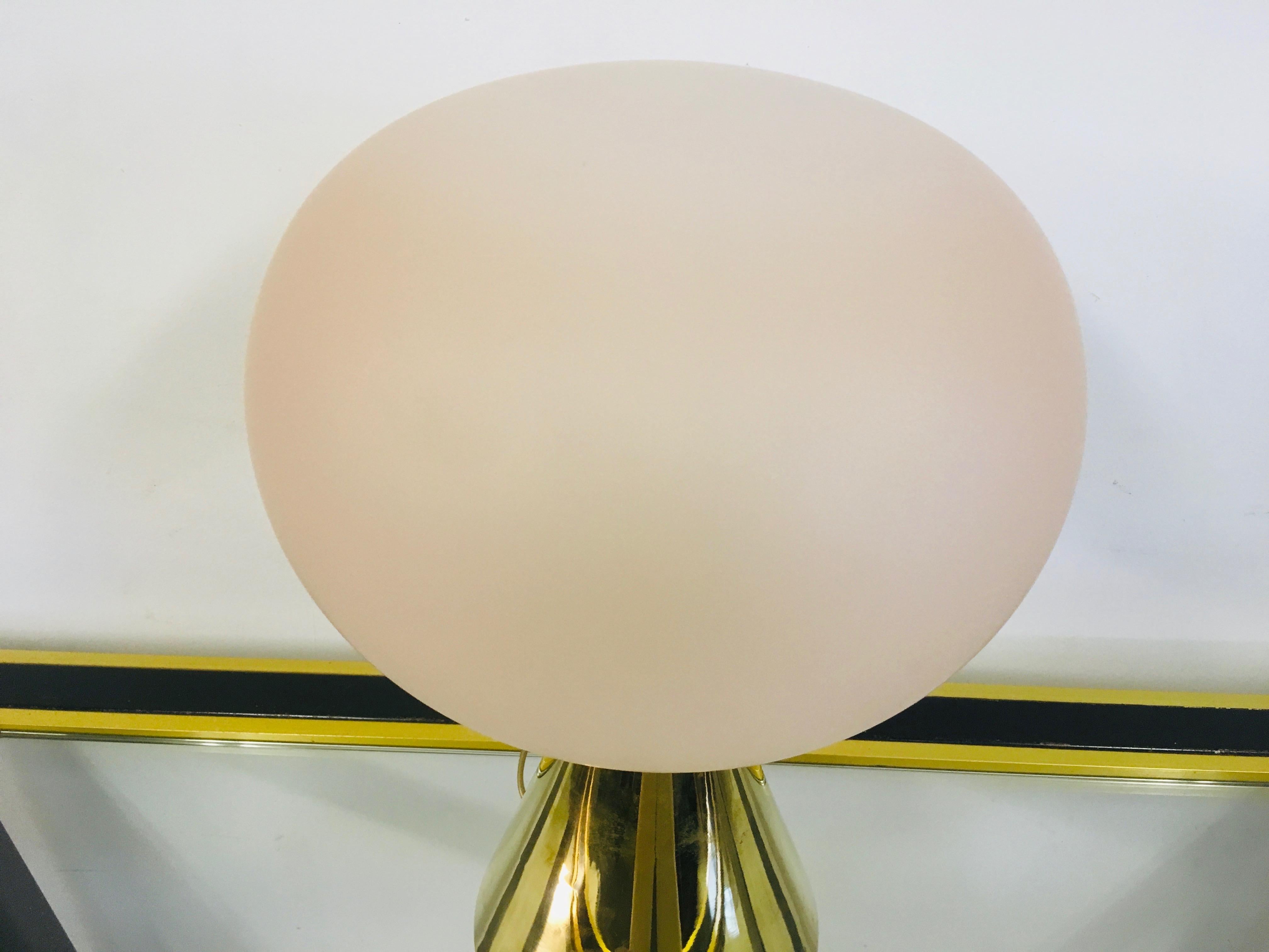 Contemporary Italian Pink Glass and Brass Table Lamp 2