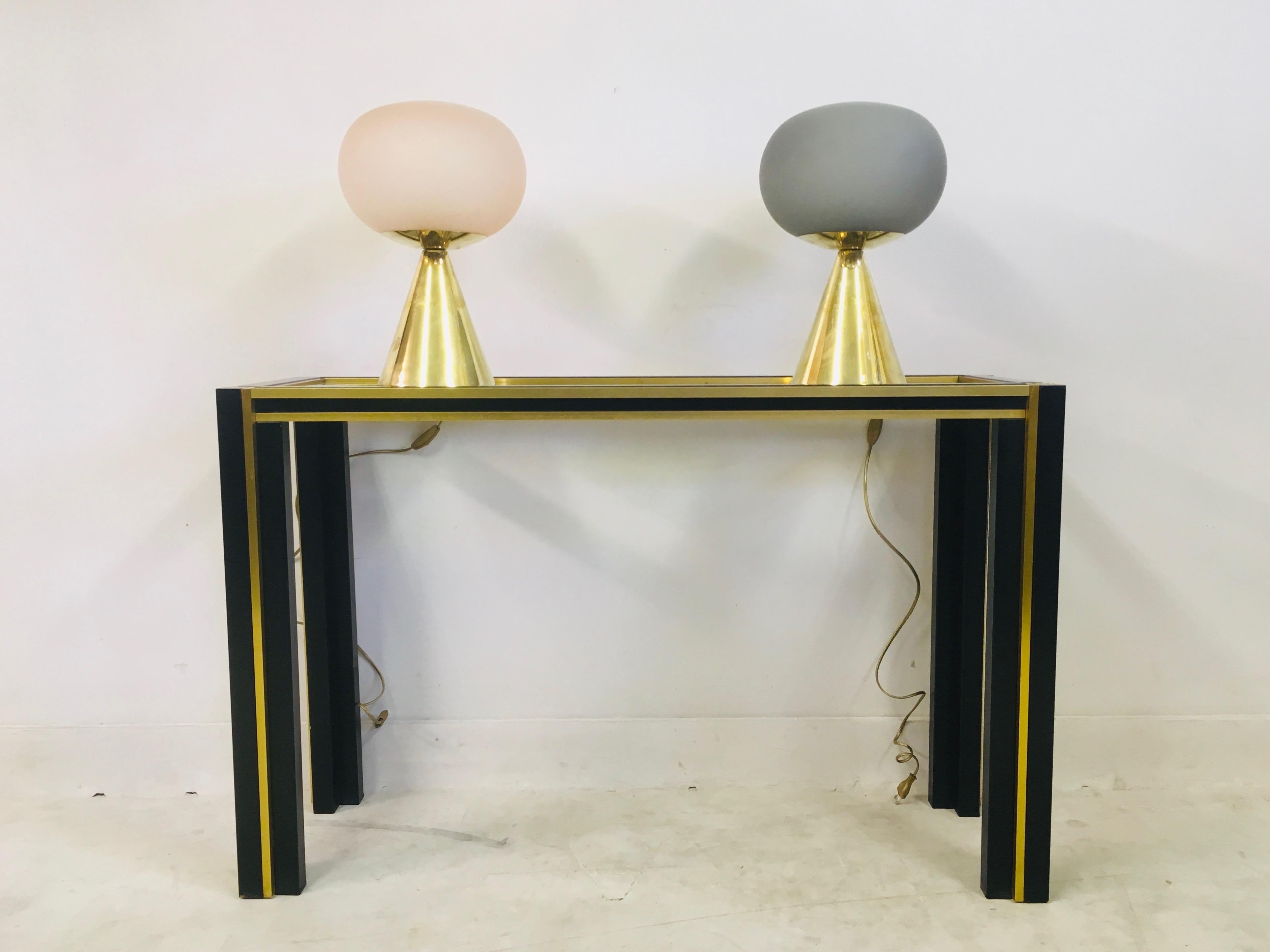 Contemporary Italian Pink Glass and Brass Table Lamp 4