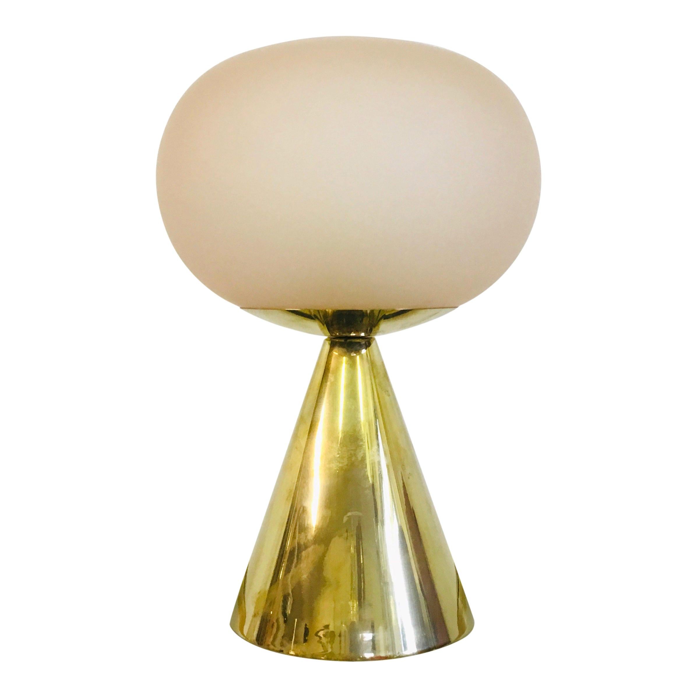 Contemporary Italian Pink Glass and Brass Table Lamp