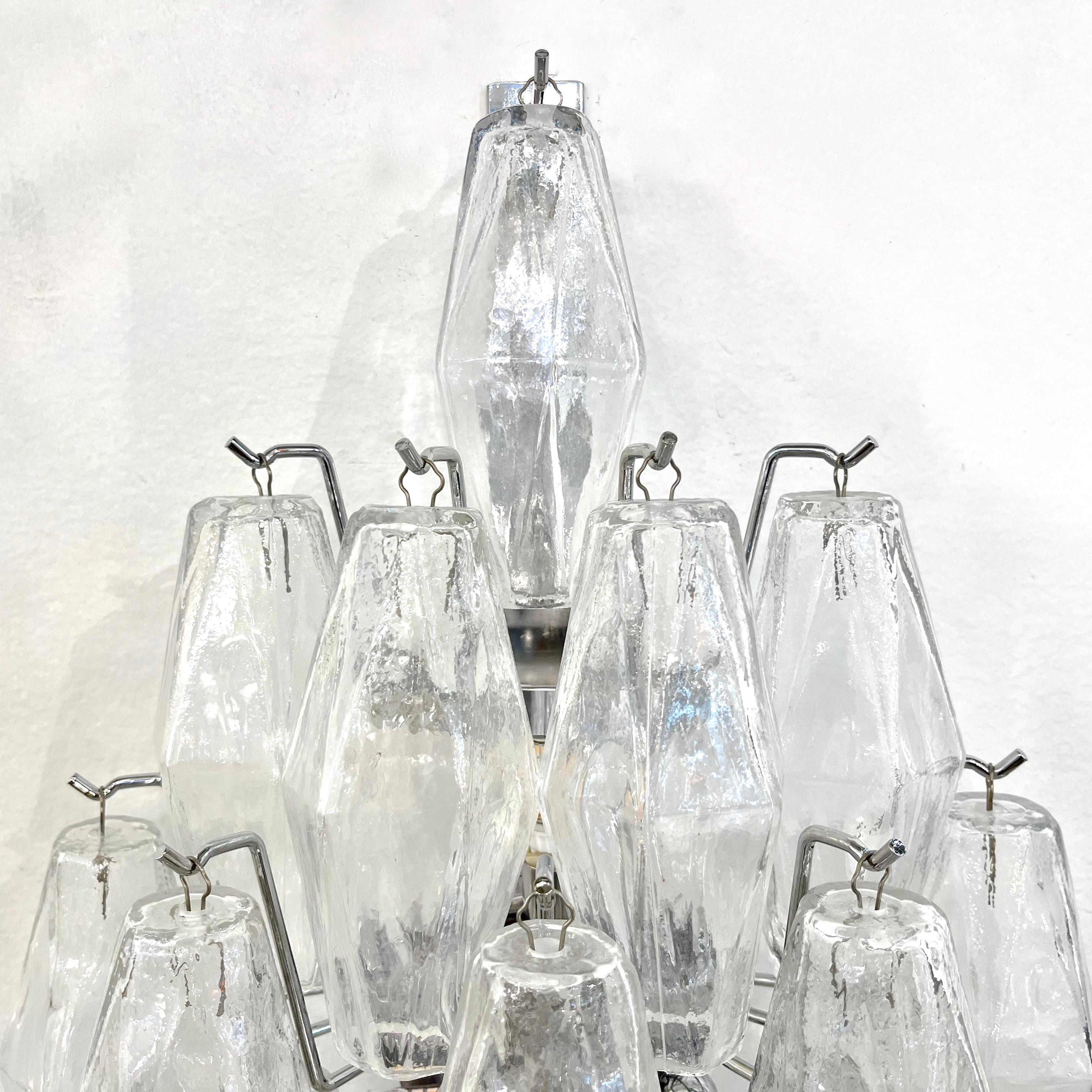 Contemporary Italian Poliedri Crystal Clear Murano Glass Multi-Tier Wall Lights For Sale 6