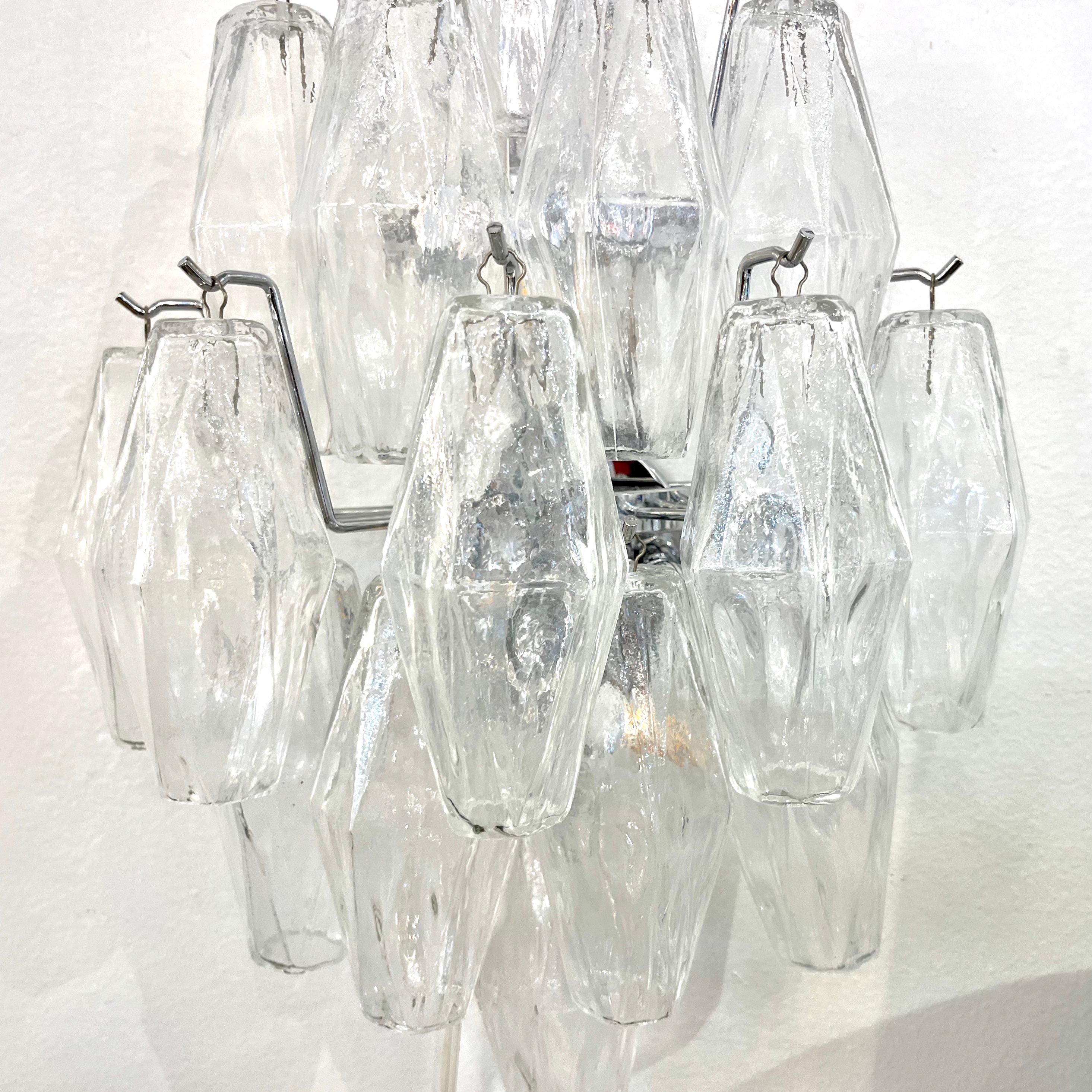 Contemporary Italian Poliedri Crystal Clear Murano Glass Multi-Tier Wall Lights For Sale 8