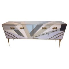 Contemporary Italian Pop Design Purple Blue Gray White Glass Sideboard / Cabinet