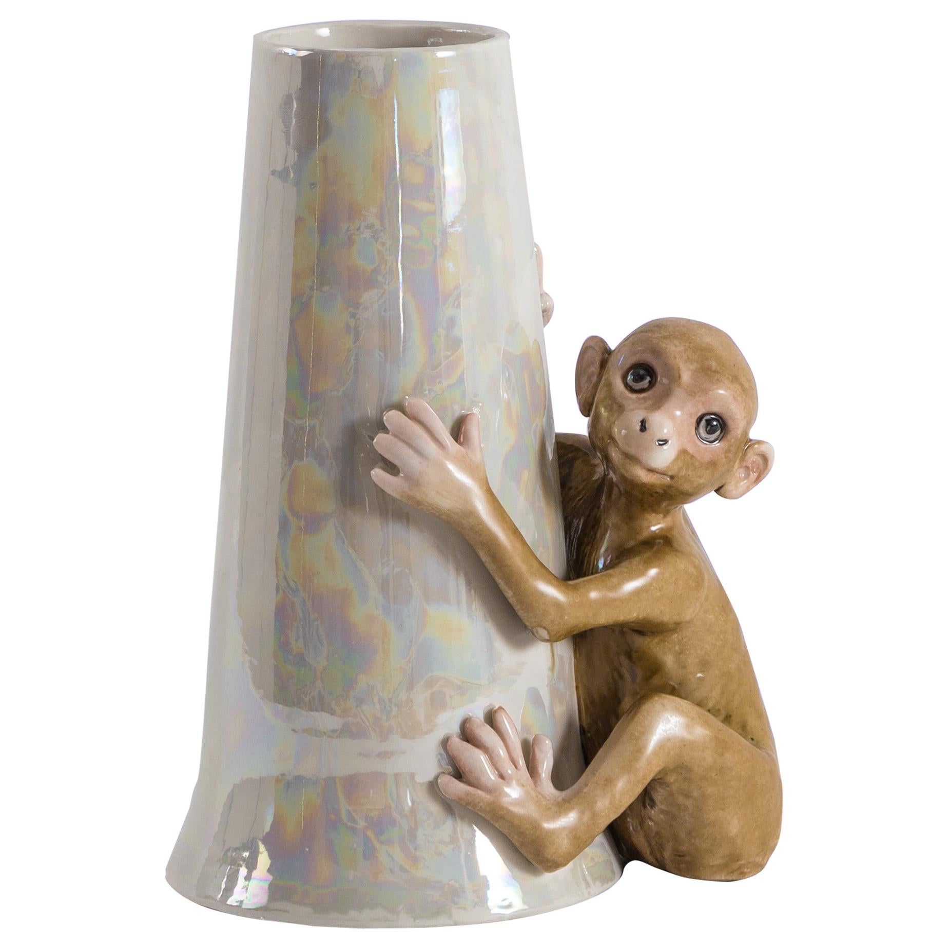 Contemporary Italian Porcelain Esotica Collection, Monkey by Vito Nesta