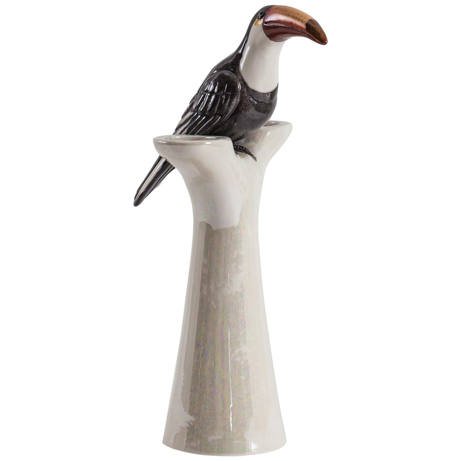 Contemporary Italian Porcelain Esotica Collection, Toucan by Vito Nesta For Sale