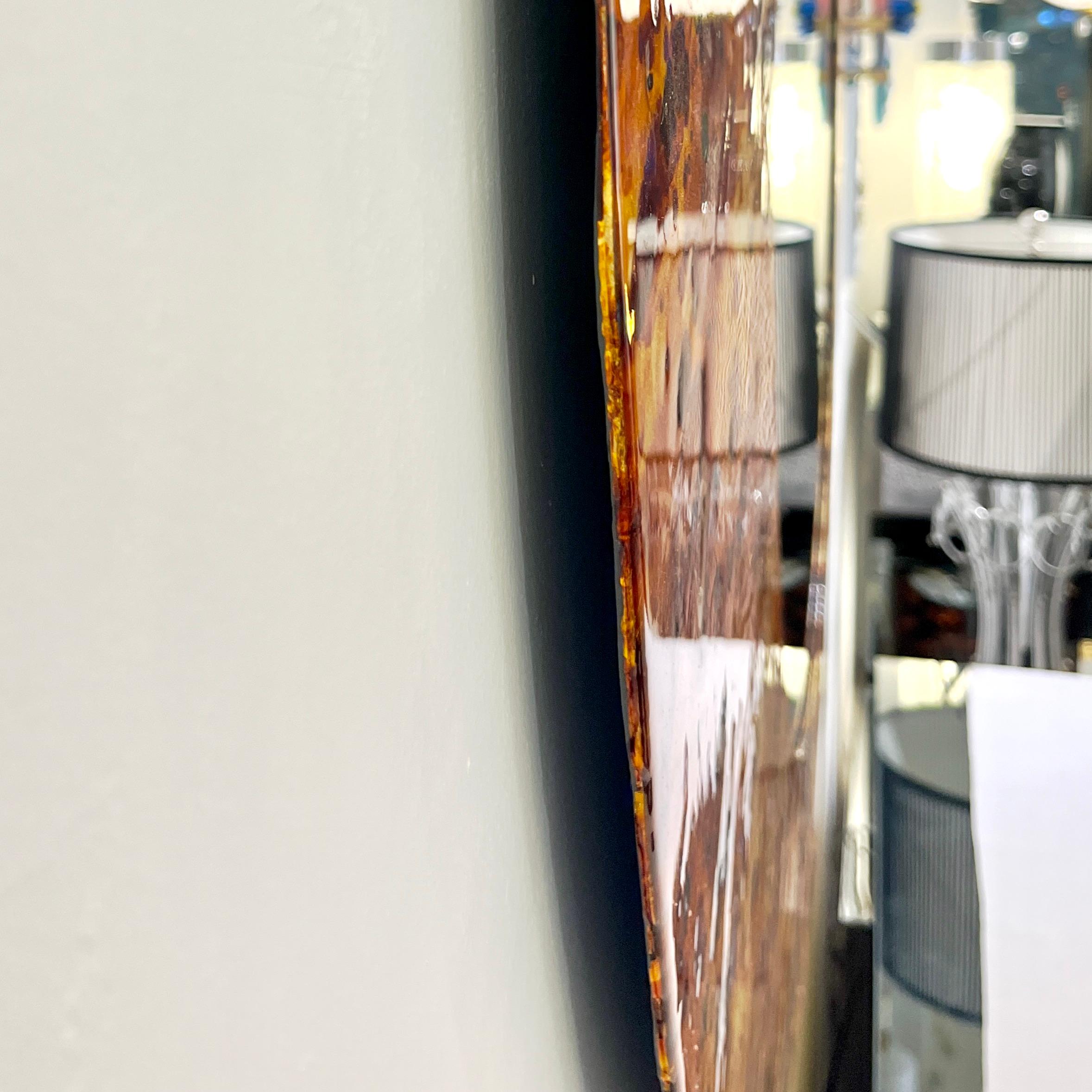 Contemporary Italian Postmodern Orange Copper Enamel Fiber Glass Round Mirror In New Condition For Sale In New York, NY