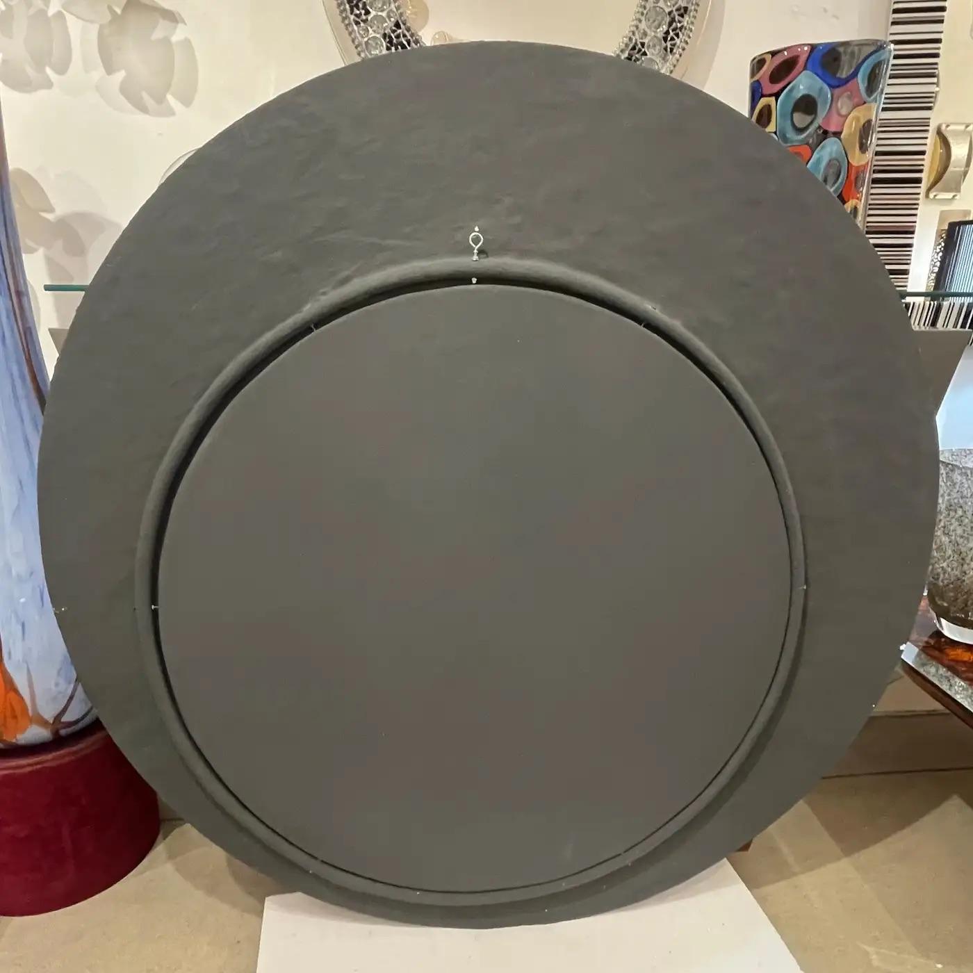 Contemporary Italian Postmodern Orange Copper Enamel Fiber Glass Round Mirror For Sale 2
